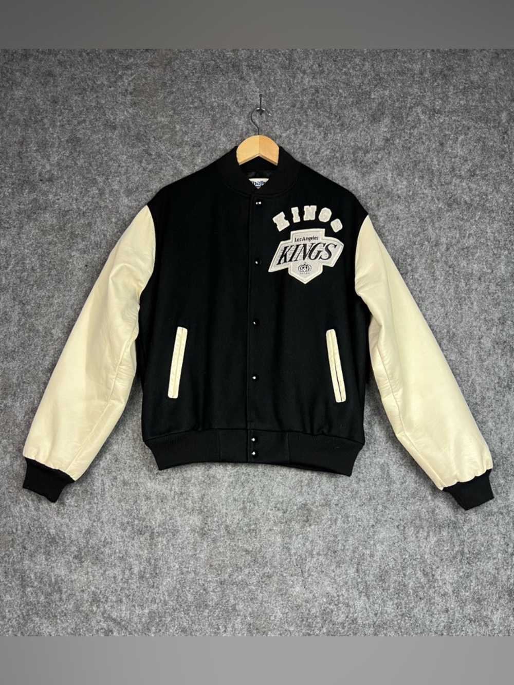 Vintage 90s Los Angeles Kings Varsity Jacket by Chalk Line Leather Wool Rare L